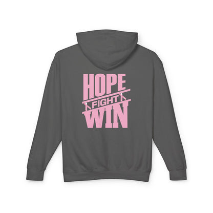 Hope, Fight, Win - Breast Cancer Survivor Lightweight Hooded Sweatshirt