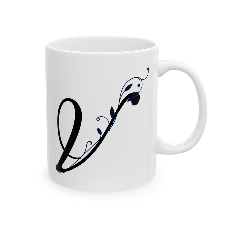 Letter "V" Decorative Monogram Design Coffee Mug