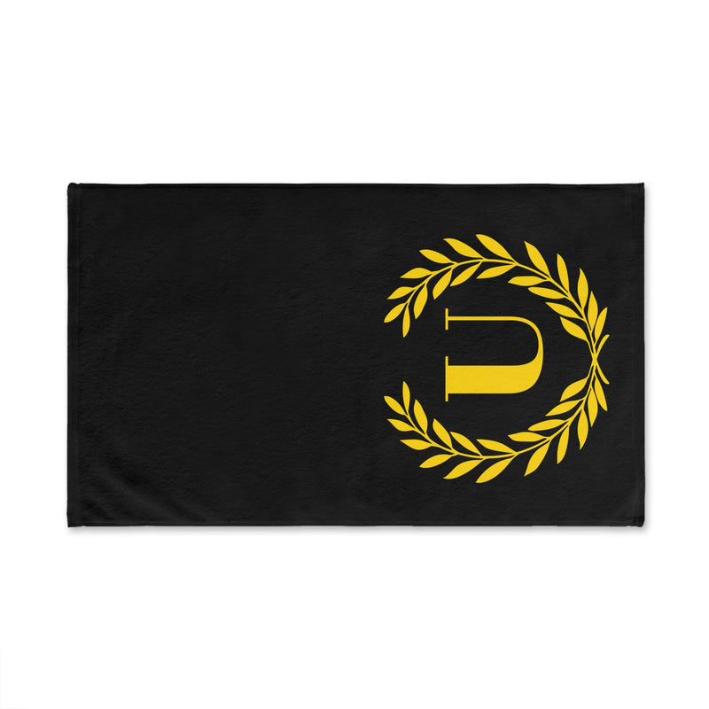 Elegant letter "U" Gold Laurel Monogram Hand Towel