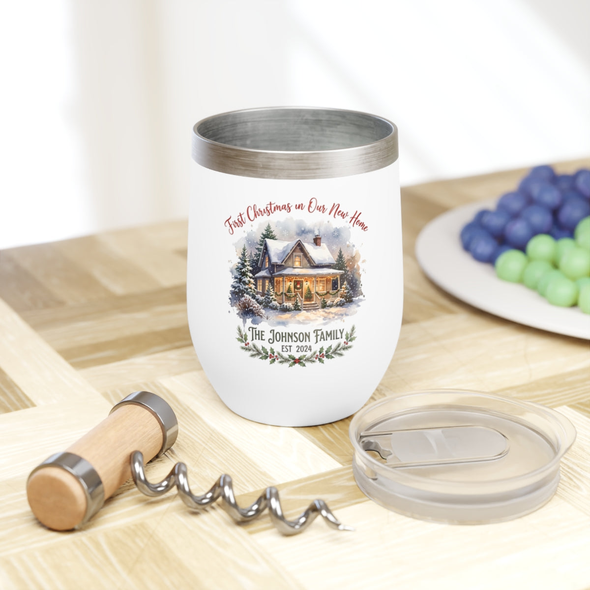Personalized First Christmas in Our New Home Wine Tumbler