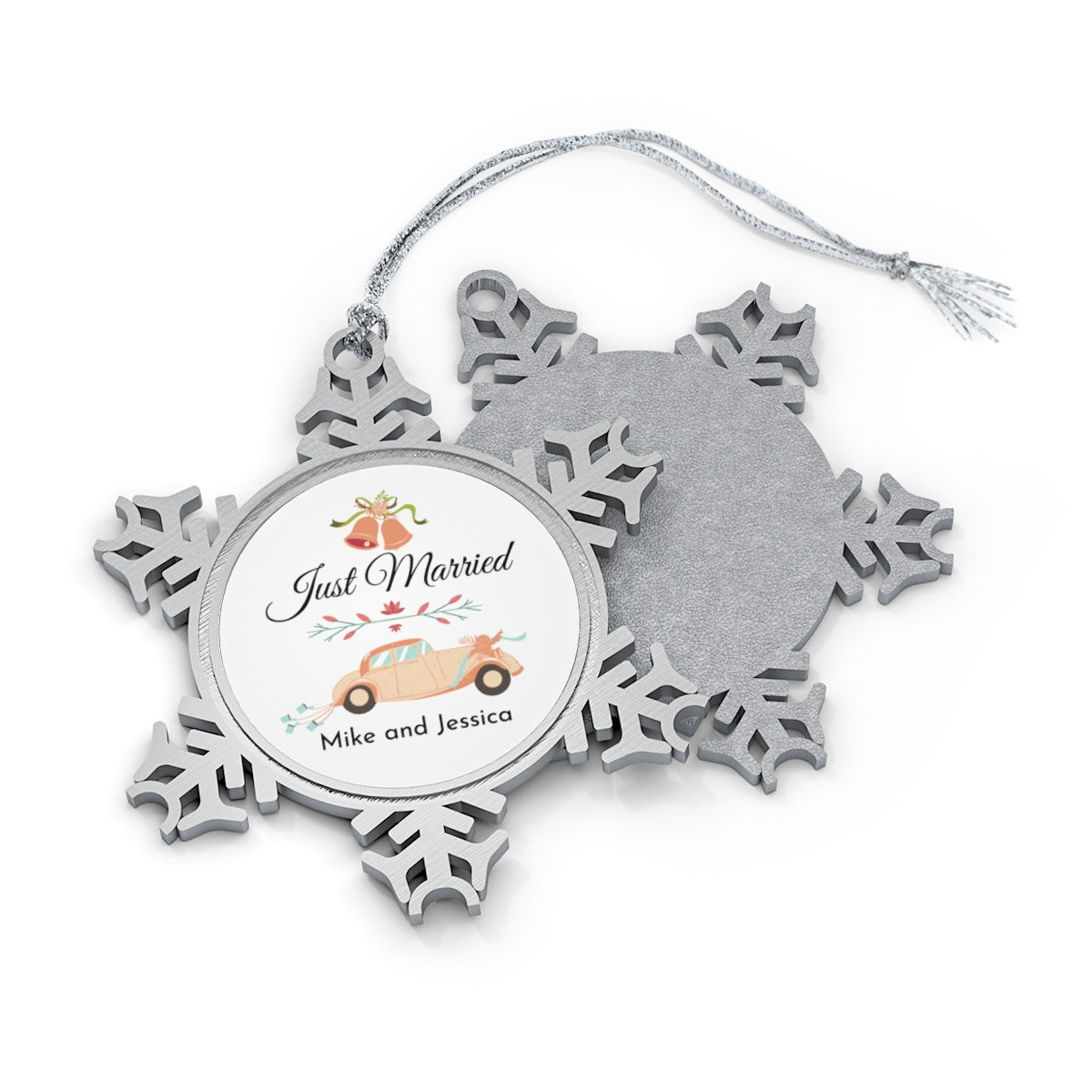 Wifey Personalized Newlywed Pewter Snowflake Ornament