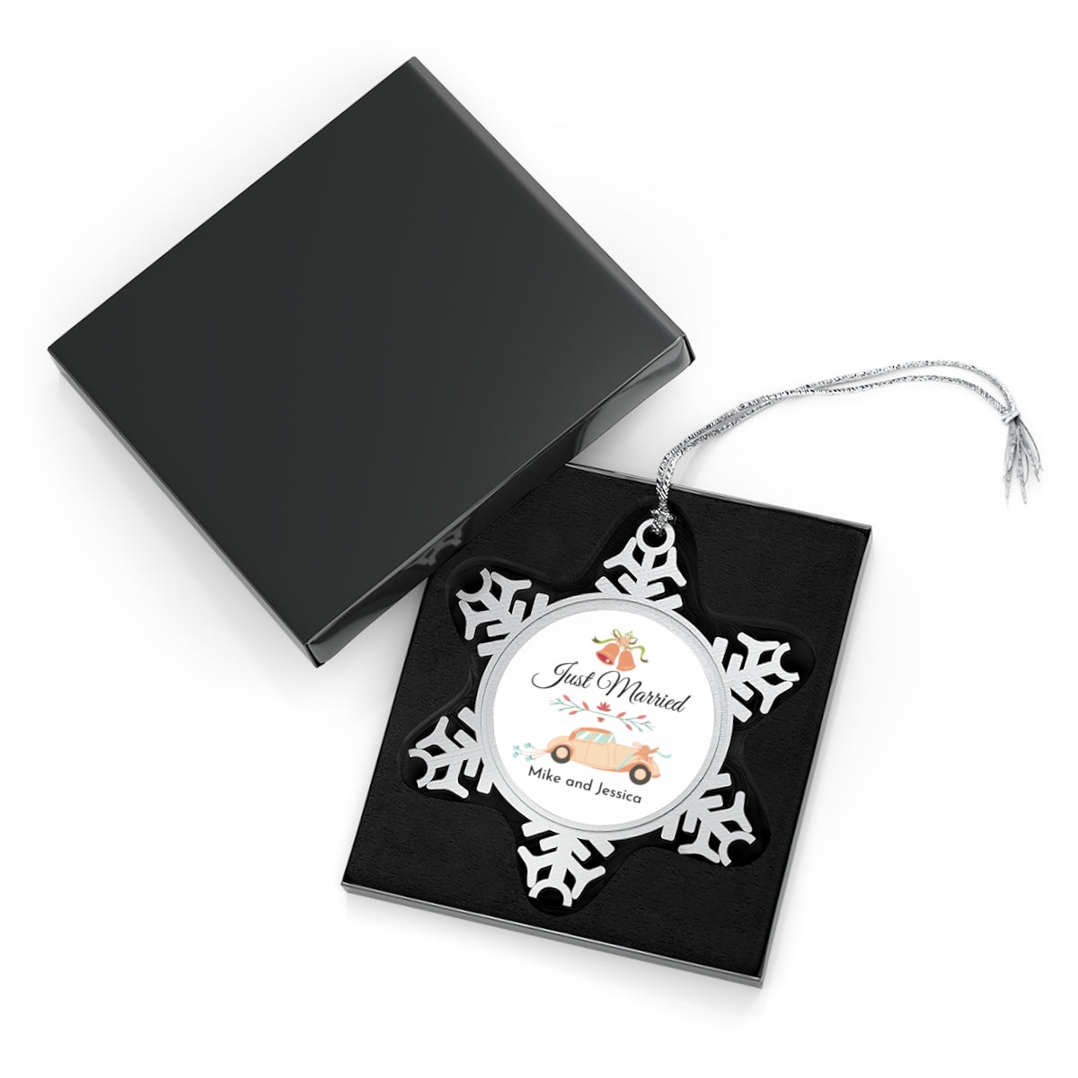 Wifey Personalized Newlywed Pewter Snowflake Ornament