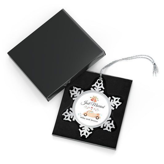 Wifey Personalized Newlywed Pewter Snowflake Ornament